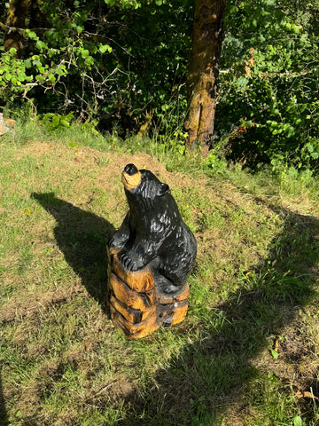 32” Bear on Rocks Looking Up - Black