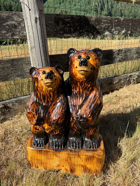 Hand Crafted Bear Couple - 24" - Brown