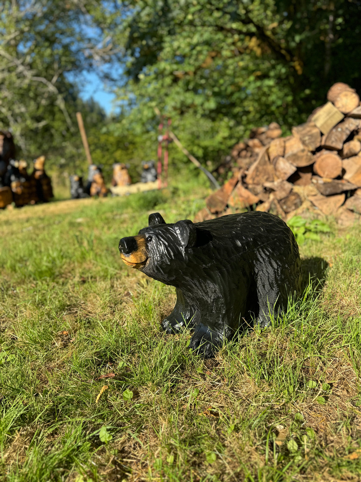 Chainsaw Carved Bear on All Fours- 24'' - Black
