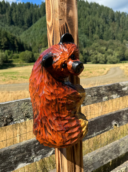 Wood Carved Climbing Bear for Posts, Poles, Trees, and More - 15 Inches, Easy to Mount and Display - Brown