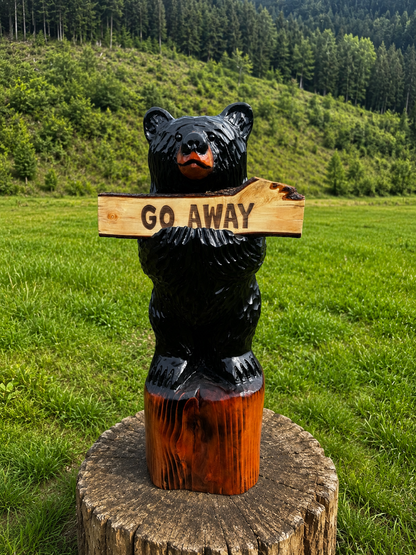 Handcrafted 36" Bear with Reversible Sign - Customizable