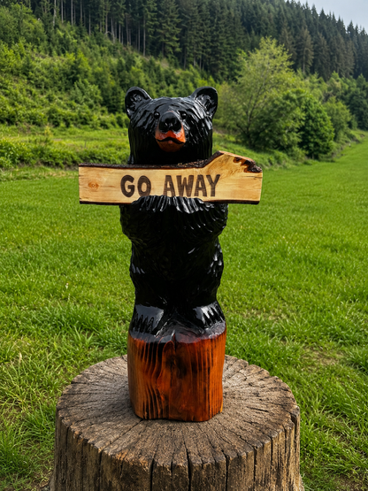 Handcrafted 36" Bear with Reversible Sign - Customizable