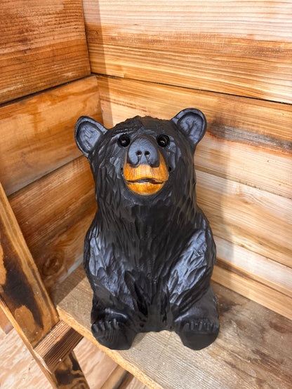 Carved Black Bear Sitting 20''