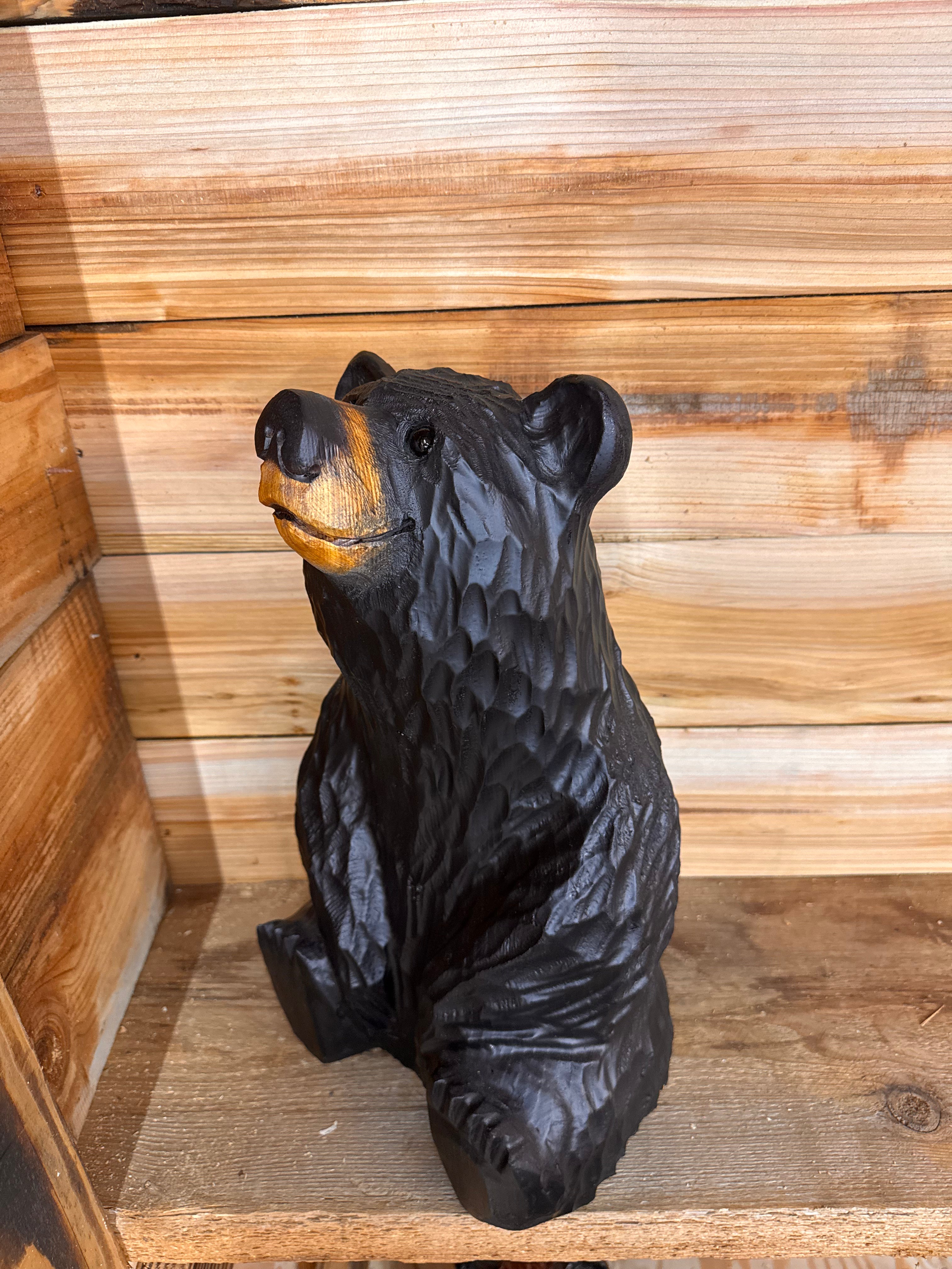 Carved Black Bear Sitting 20''