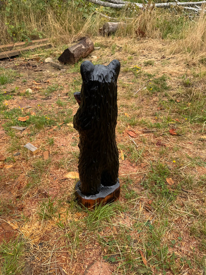 Carved Bear with Fish - 36 inches