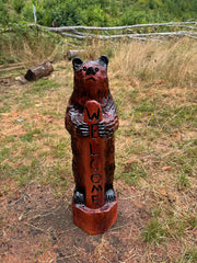 Standing Bear with Welcome Sign – 36 inches