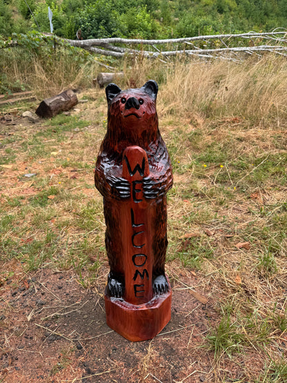Standing Bear with Welcome Sign – 36 inches