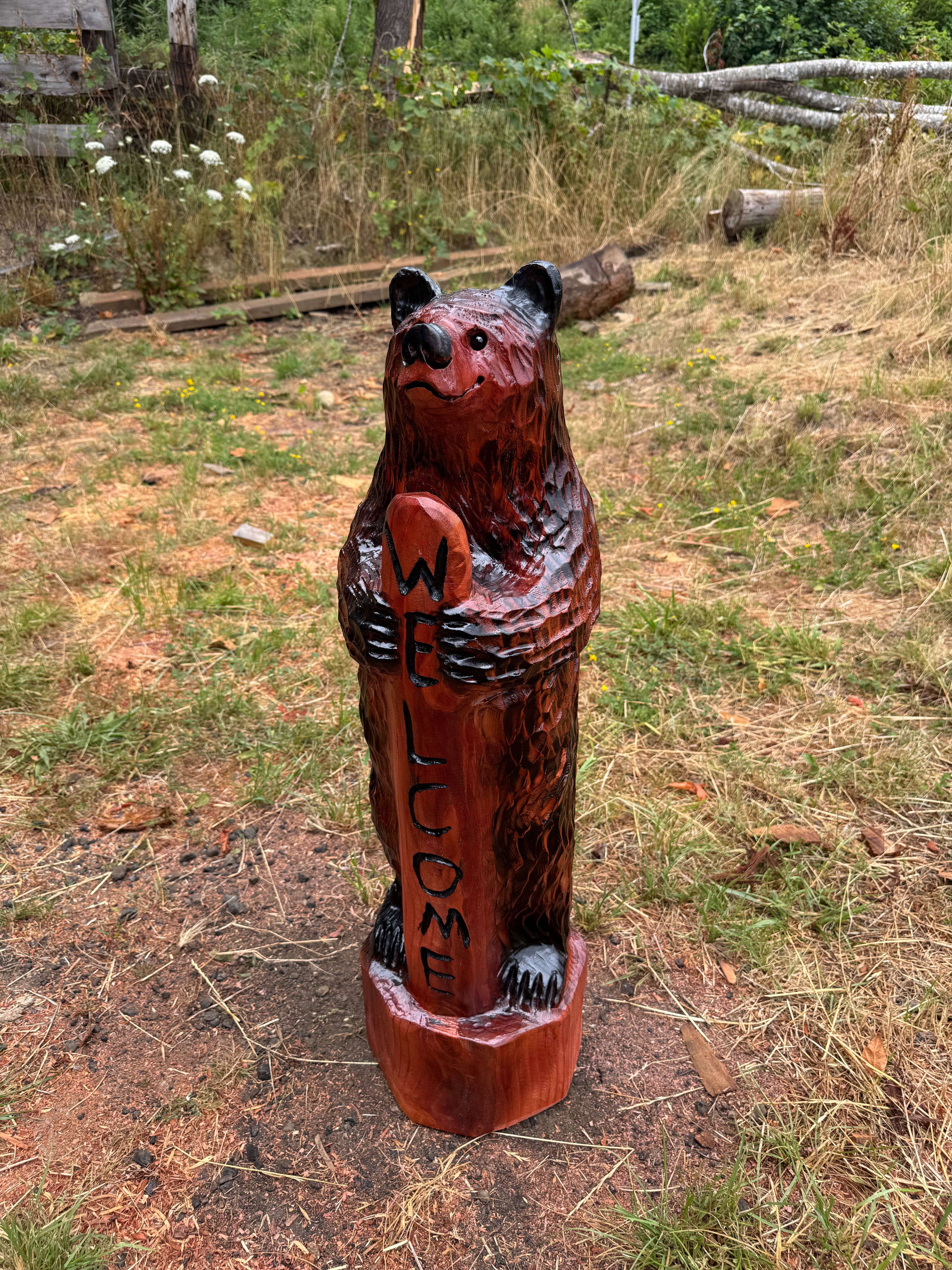 Standing Bear with Welcome Sign – 36 inches