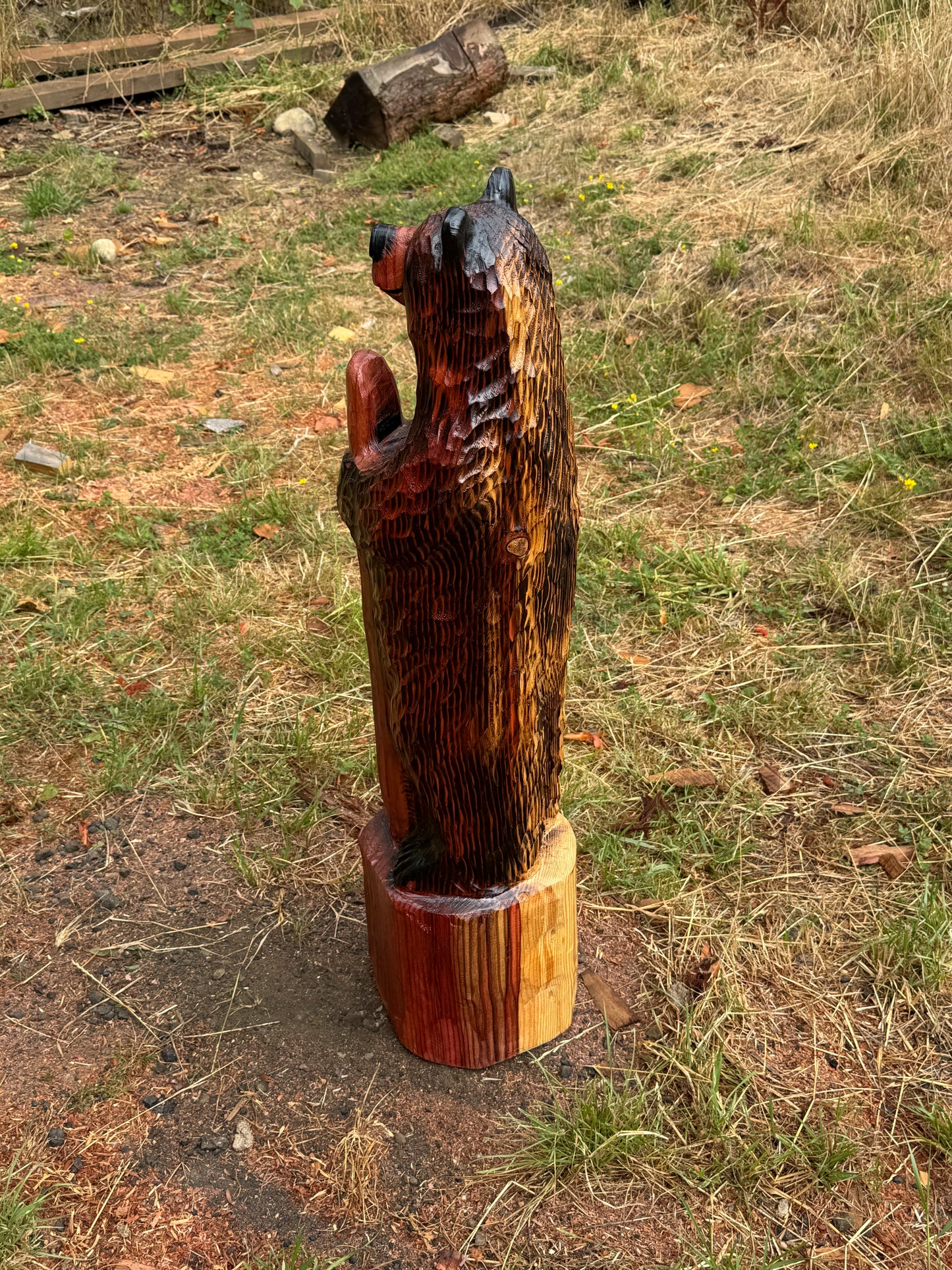 Lodge Style Standing Bear with Welcome Sign – 40 inches