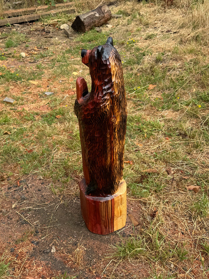 Lodge Style Standing Bear with Welcome Sign – 40 inches