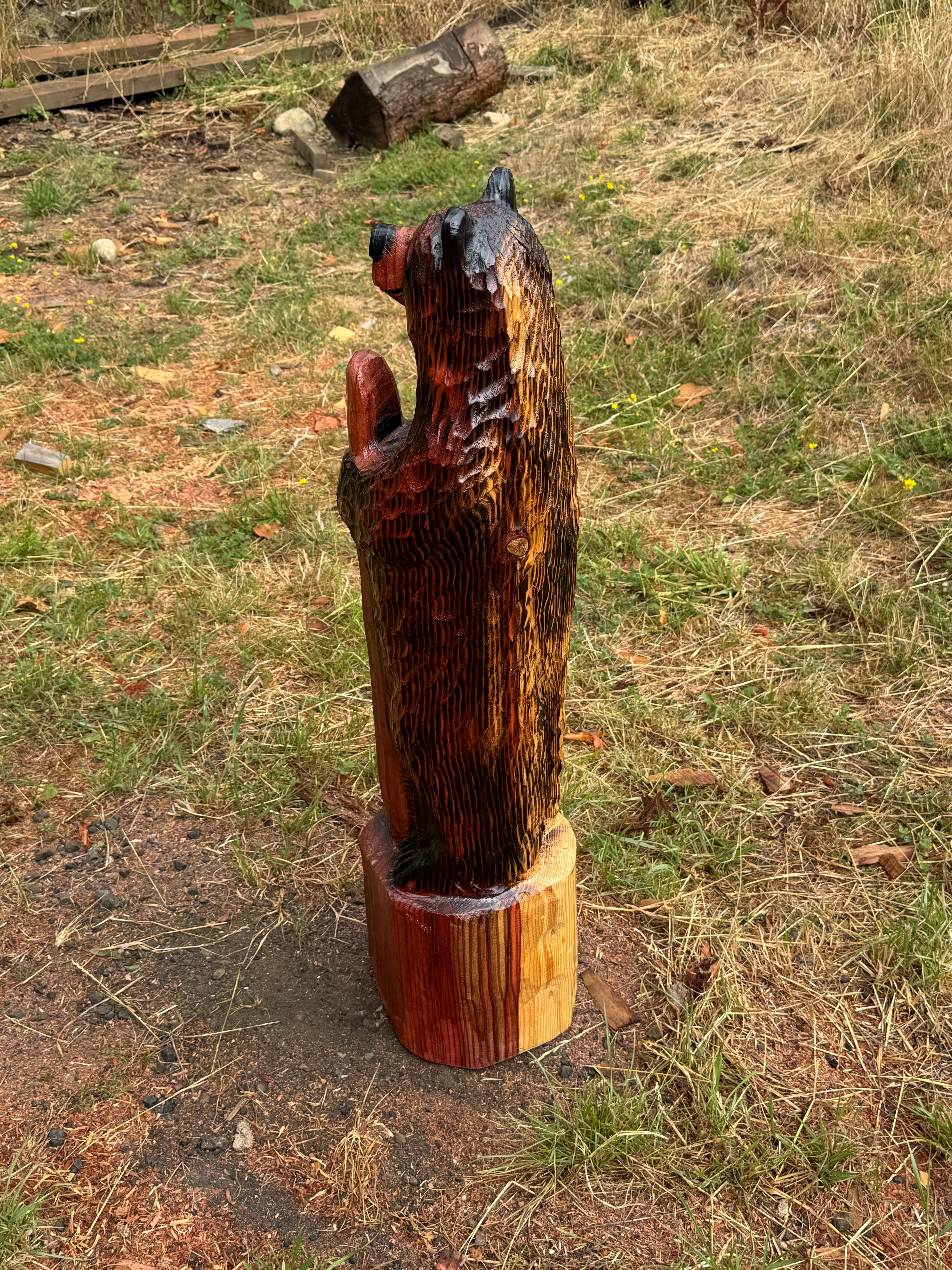 Lodge Style Standing Bear with Welcome Sign – 40 inches