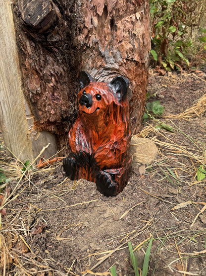 Chainsaw Carved Wooden Sitting Bear 12"- Indoors or Outdoors - Brown