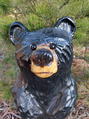 Hand Crafted Wooden Standing Bear- 27" - Black