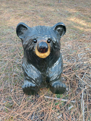 Chainsaw Carved Sitting Bear - 15" - Black