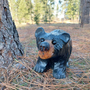 Chainsaw Carved Bear on All Fours- 12'' - Black